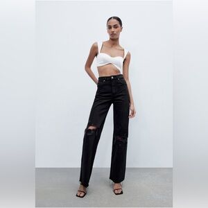 Ripped wide leg jeans-size 6